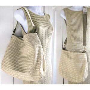 Stella & Dot Beige Textured Shoulder Bag